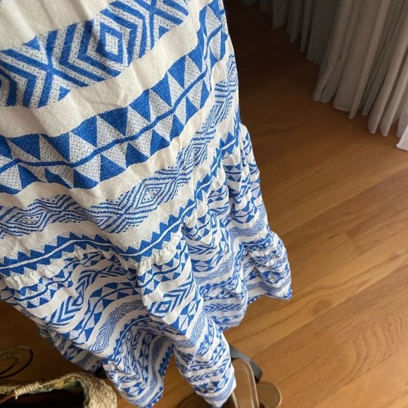 White & Grecian Blue Cami Tiered Midaxi Dress and White Shrug NWOT. - Picture 5 of 7